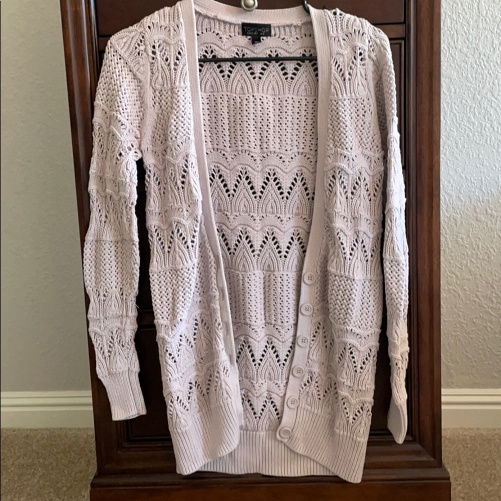 Topshop Grey Crochet Cardigan